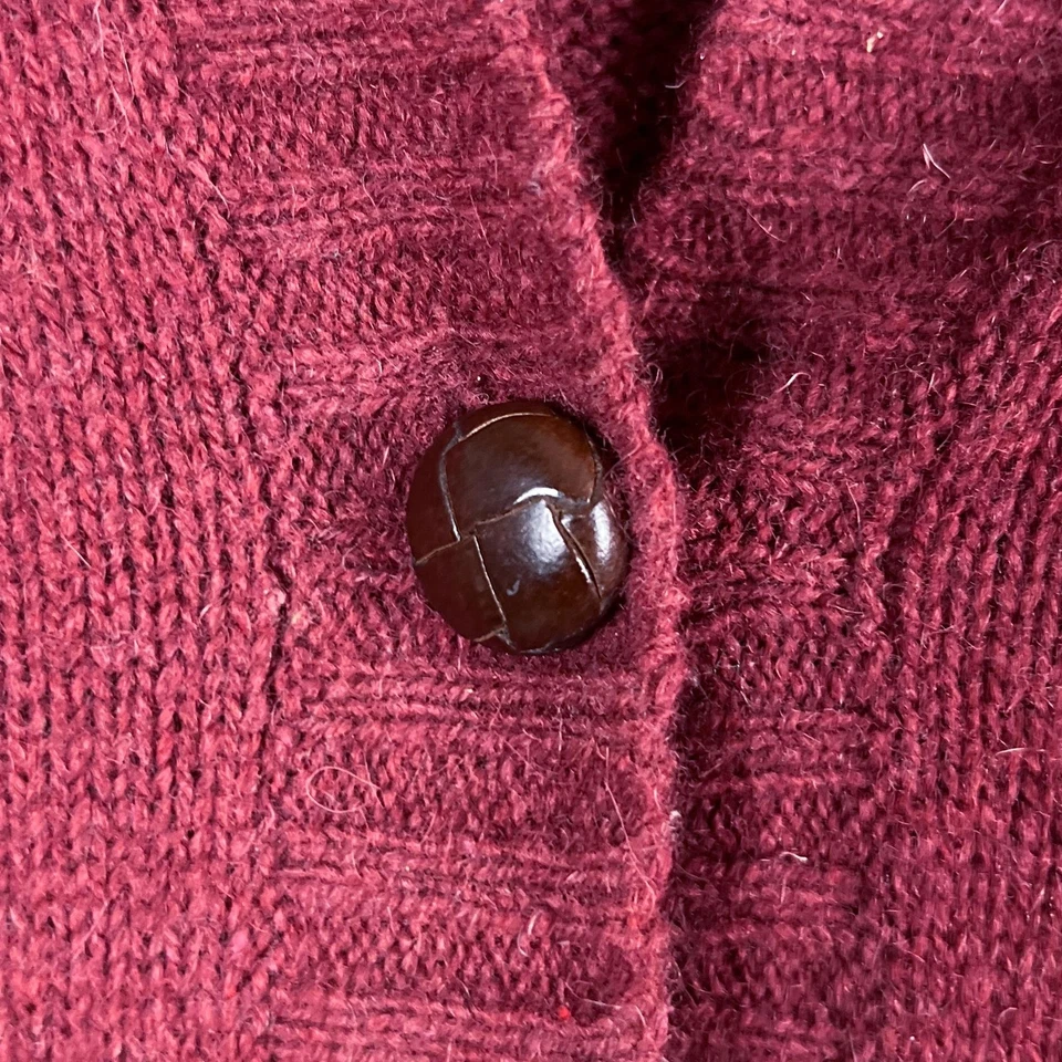 Cardigã Orvis Suéter Feminino Médio Borgonha Shetland Lã Botão Longo Frontal - Imagem 4 de 4