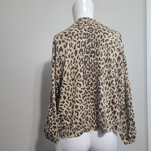 NEW Josephine Chaus XL cardigan button open ribbed stretch animal print khaki - Picture 3 of 13