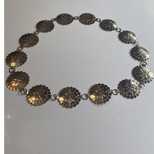 Concho Link Belt Womens 36 Silver Floral Medallion Western Excellent
