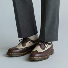 Dr. Martens Bex Smooth Leather Brogue Shoes Unisex Sz 8 Brown Beige England
