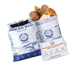 2 Pack Reusable Bread Bags for Homemade Sourdough, Lined with Zipper, Freezer...