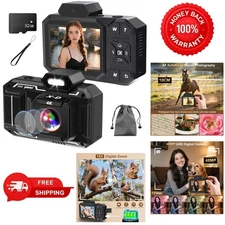 Digital Camera 4K 48MP 60FPS Vlogging Camcorder USB 18X Zoom w/32GB SD Card