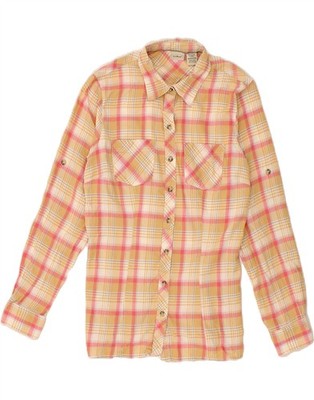 L.L.BEAN Damen Flanellhemd UK 10 Small beige kariert Baumwolle RV05