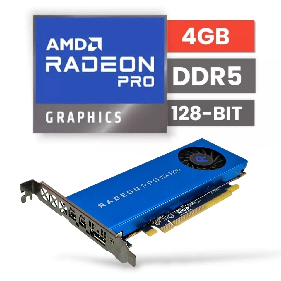 AMD Radeon PRO WX 3100 4GB GDDR5 PCIe 3.0 x16 / Grafikkarte 1x DP, 2x mini DP