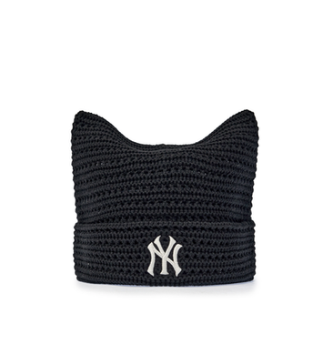 MLB KOREA Plush Meow Beanie キャットビーニー MLB Korea Plush Meow Beanie NY Yankees Black Cat Ear Hat Fuzzy