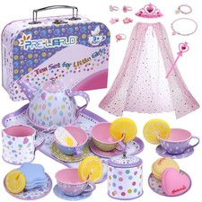 Tea Party Set for Little Girls,Princess Tea Time with Food Sweet Treats Plays...