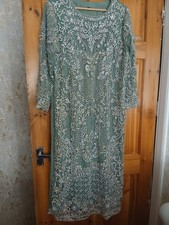 Pakistani Indian Wedding/bridesmaid Dress 3 Piece Sage Green Diamonte Stonework