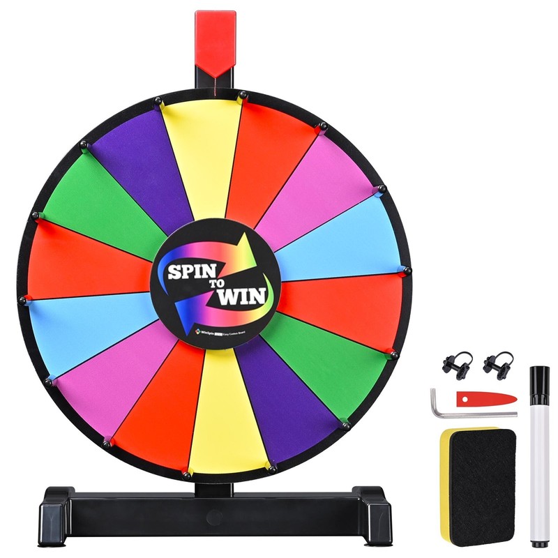 WinSpin 12" Editable Color Prize Wheel 14 Slots Wheel for Tradeshow Carnival