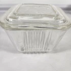 Vintage Refrigerator Dish Ribbed Federal Glass Container with Lid Vegetable