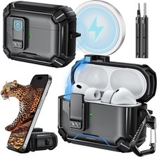 Case for AirPods Pro 3 with Phone Stand and Cleaning Kit Automatic Lock Cover