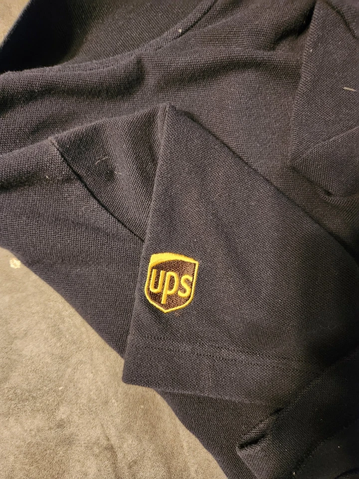 Land's End “The UPS Store” Hombre Polo Uniforme Talla L Grande Negro Foto 2 de 2