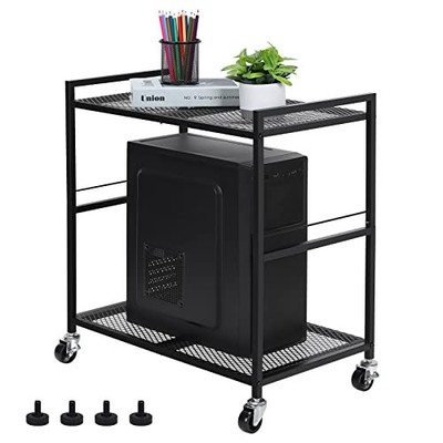  Computer Tower Stand, PC Tower Stand Metal Mobile CPU Holder Stand Cart Black