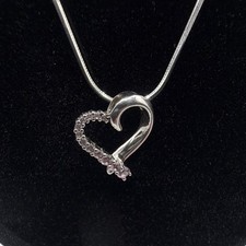 925 SAI Sterling Silver Heart Charm Pendant W...