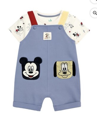 Disney Baby Boy Mickey Shortalls Shirt 6-9 Months 2 PC Set Cute Summer Outfit