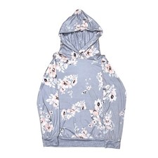 Womens Stylish Floral Hoodie Sweatshirt Size L Kangaroo Pocket