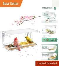 Integrated Dual Compartment Window Bird Feeder for Convenient Bird Feeding
