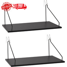 Fabric Wall Cubicle Shelf with Hooks, 2-Pack Black Wooden Organizer SHIPS FREE