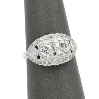 Art Deco Platinum Old European 0.95ctw Diamond Size 7 Toi Et Moi Ring #JB648 1