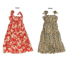 Social Standard Women's 3 Tier Smocked Back Tied Maxi Sundress