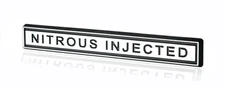 NOS Nitrous Injected 3D Embossed Emblem Badge Logo in Chrome & Black - 5" Long
