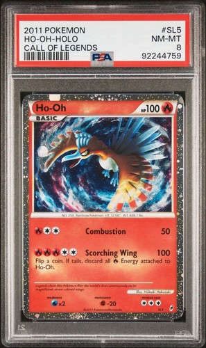 2011 POKEMON CALL OF LEGENDS SL5 SHINY HO-OH-HOLO PSA 8