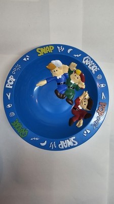 Snap Crackle And Pop Vintage Frühstücksschüssel Set Kellogs 1994 Blau 3D Retro Selten