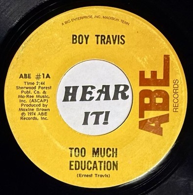 Obscure TN Country Bopper 45 BOY TRAVIS Too Much Education / Next ABE hear