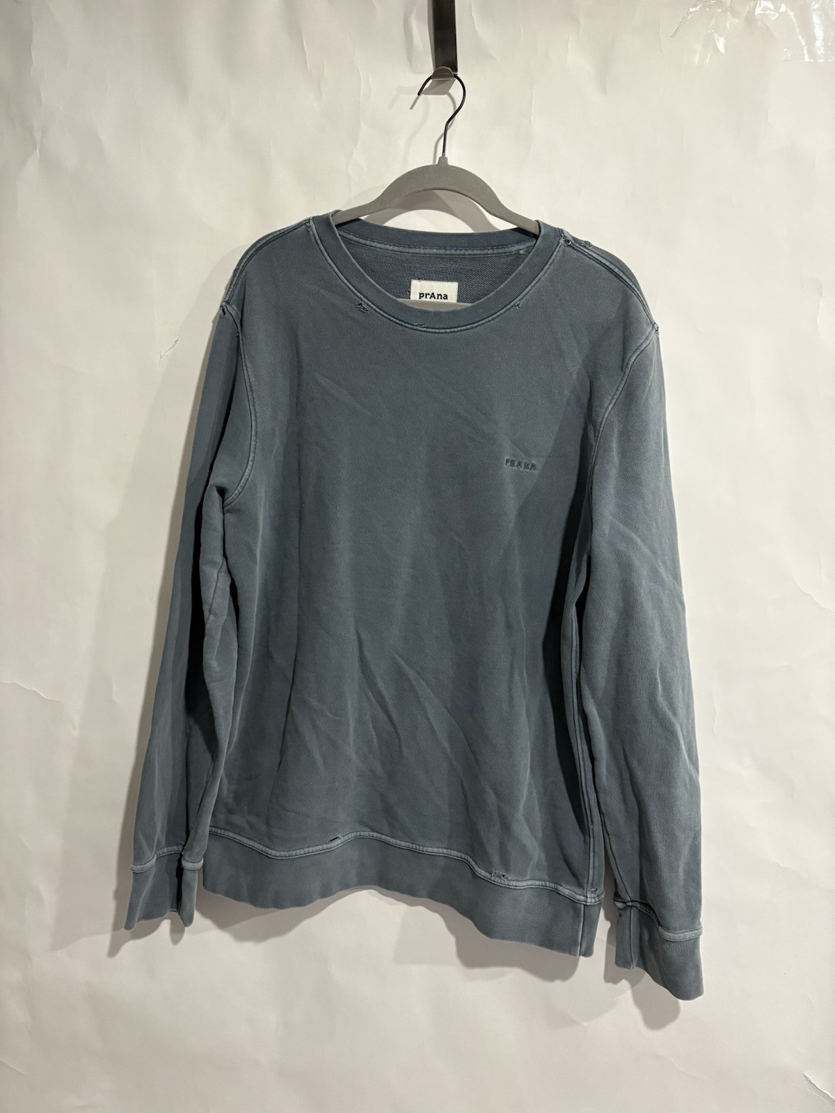 Prana Gray Sweatshirt Distressed Ripped Pullover Suze L -?