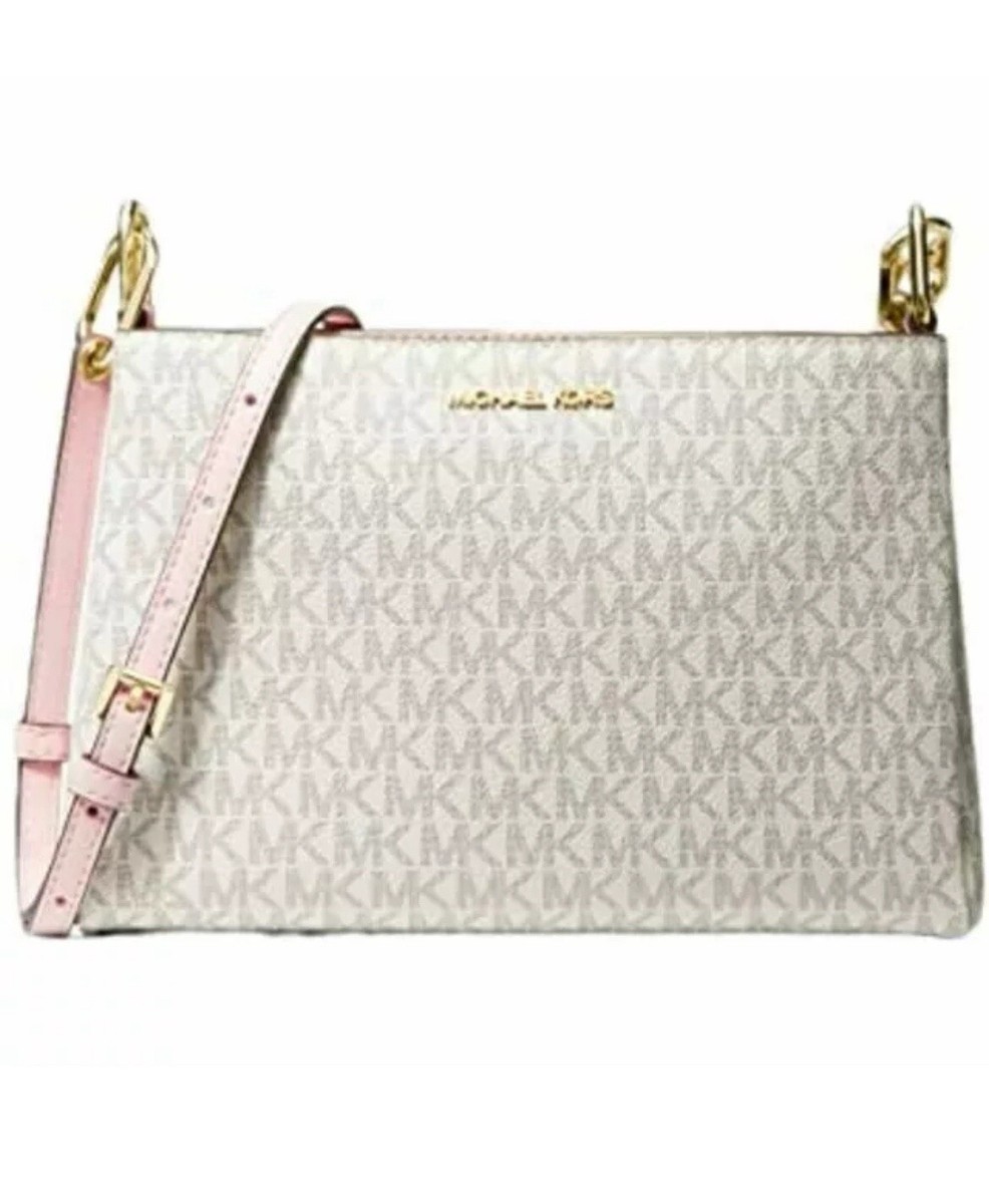 ショルダーバッグ・ポシェット Michael Kors Woman Crossbody bags Ivory 32S5GYTC5B 149 Michael Kors Bryant Crossbody bag canvas ivory/brown