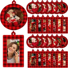 30 Pcs Christmas Photo Frames Ornaments Hanging Picture Frames Insert for Tree