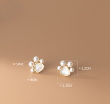 Gold Plated 925 Sterling Silver Animal Pawprint Stud Earrings Paws Pet