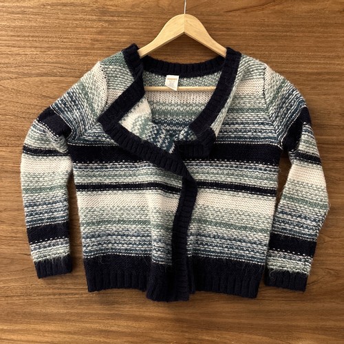 Gymboree Girl's BLANKET Cardigan Stripe Lake Blue Stripe Size M 7-8 Acrylic - Picture 5 of 17