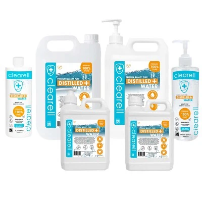 Clearell 1L - 25L DEMINERALISED Water 100% ULTRA Pure Food/Pharma Grade 5 Litres