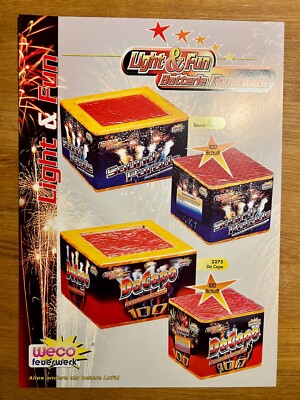 Alter WECO Feuerwerk Prospekt ''Light & Fun'' ca. 2000 4 Seiten Pyro Silvester A4