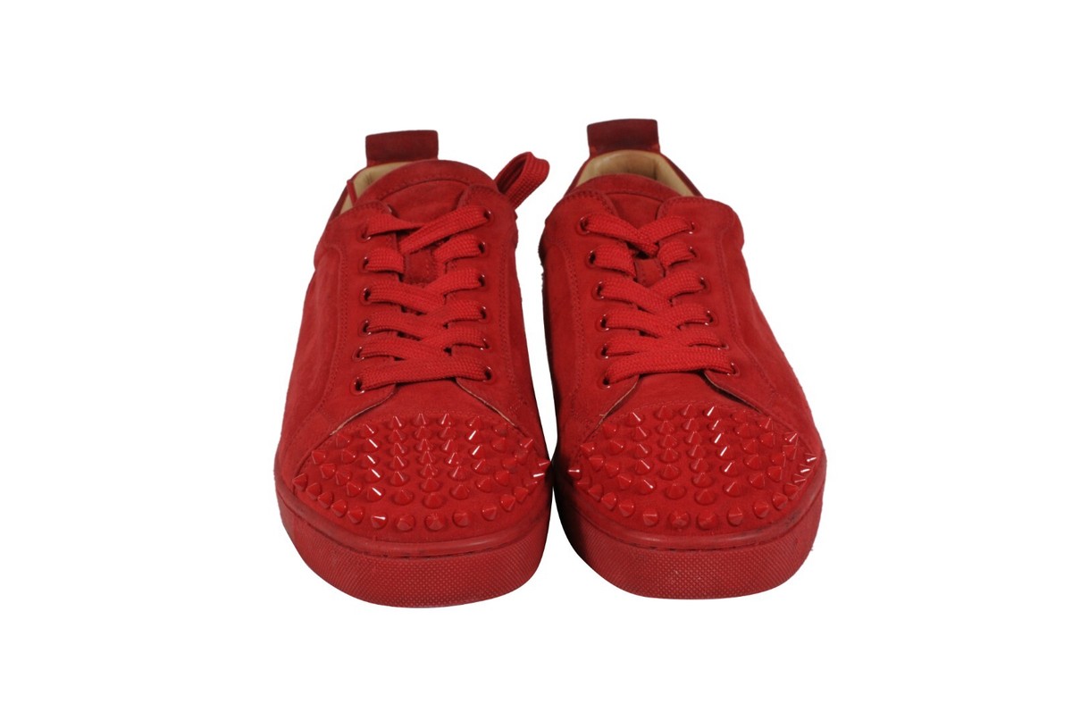 Christian Louboutin Men Louis Jr's Sz US 9 EU 42 Red Spike Suede