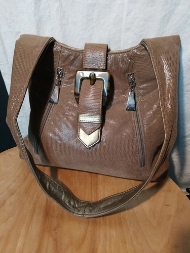 PARIS HANDBAGS Leather Shoulder Bag Cross Body Tan Beige New York - Picture 4 of 6