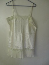 Vintage Lingerie women's off white satin cami long pj top Loretta 14