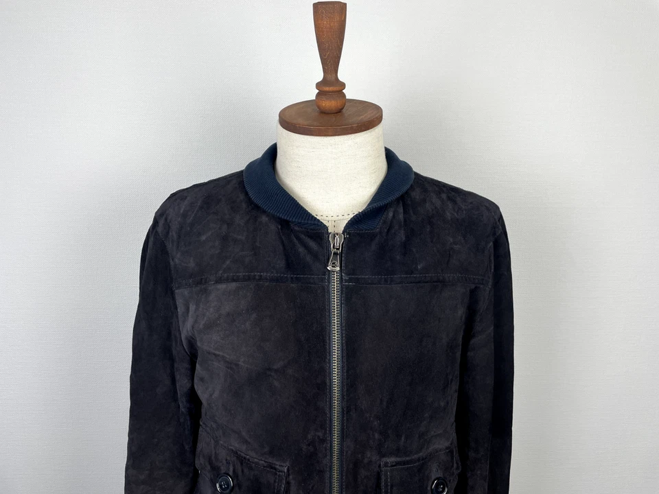 Chaqueta De Colección Dolce Gabbana Azul Piel de becerro Cremallera Completa Monograma Forrada Para Hombre Talla S-M Foto 2 de 4