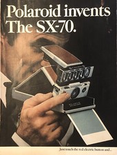1974 Polaroid SX-70 Land Camera PRINT AD Just Touch Red Electric Button VTG 70s