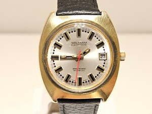 Authentic VINTAGE GOLD PLATED MEN'S ELECTRO-MECHANICAL QUARTZ WATCH "WALTHAM" ELECTRODYNE