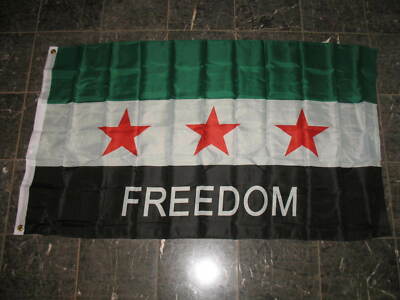Syrische Handstab-Flagge, 15,2 X 22,9 Cm, 12 Stück – Grüne Nationalflagge Mit Holzstab (3 Sterne)
