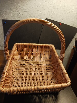 Woven Basket - Small - 11'' with handle 4'' deep 12'' long 9.5'' Wide Well-Kept