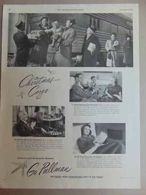 1948 Go PULLMAN Train Car Comfort You'll Be Home For Christmas art print ad
