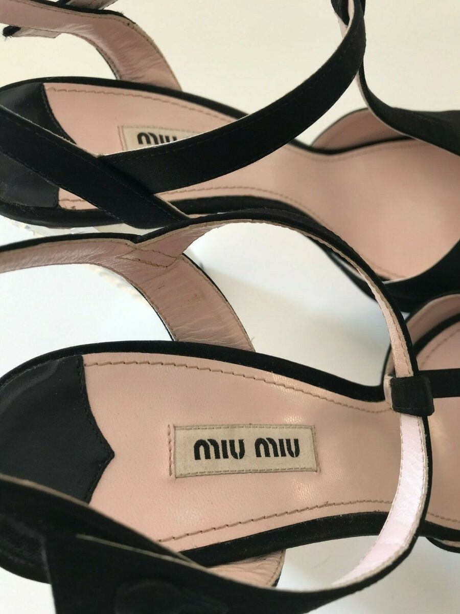 Miu Miu Womens Crystal Embellished Suede Platform High Heels Miu Miu Womens Crystal Embellished Suede Platform High Heels