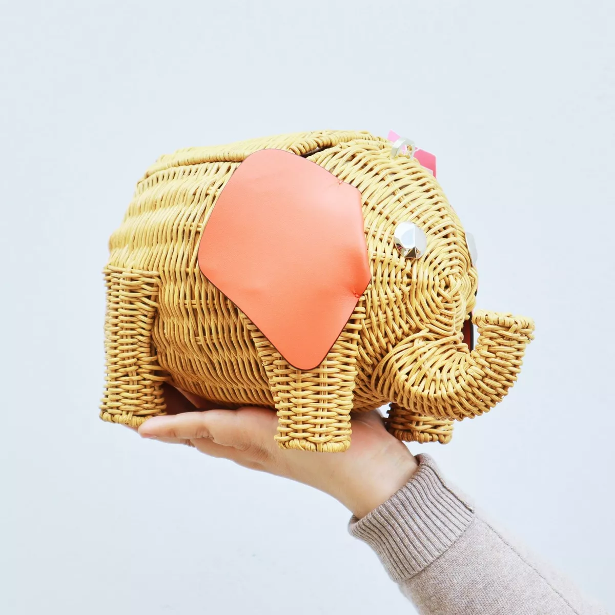 NEW Kate Spade Wicker Elephant Crossbody Bag Orange