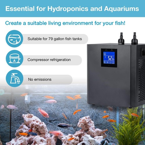 300L/79Gal Aquarium Chiller Water Chiller Fish Tank Cooler w/ Pump Remote 1/3 HP - Picture 2 of 8