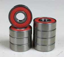 8 pack RED 608-2RS ABEC-9 Chrome Bearings with Nylon Cage for Skateboard Wheels 