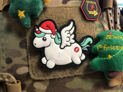 JTG CHRISTMAS UNICORN / MERRY KISSMYASS  Patch, fullcolor / JTG 3D Rubber Patch