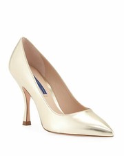 Stuart Weitzman Tippi 95mm Metallic Leather Point-Toe Pumps