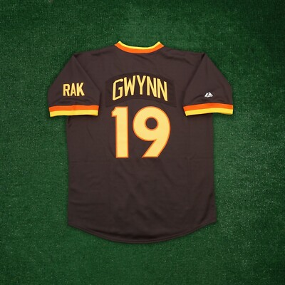 #ad #ad Tony Gwynn 1984 San Diego Padres Brown Road Cooperstown Throwback Men#x27;s Jersey $159.99